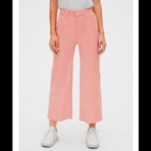 Pink high-rise wide-leg cropped corduroys